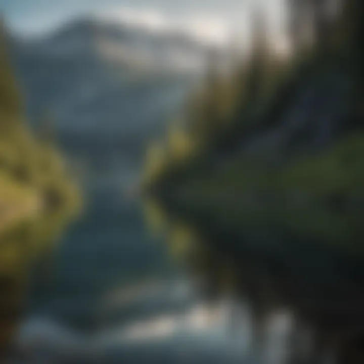 A serene lake reflecting the mountains in a tranquil setting