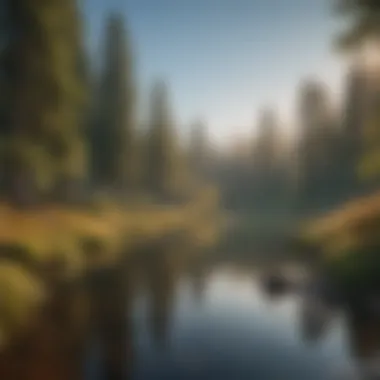 A backpacker enjoying a peaceful morning by a serene lake