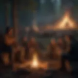 Artistic depiction of a national campfire gathering