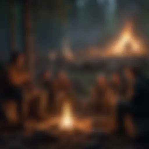 Artistic depiction of a national campfire gathering