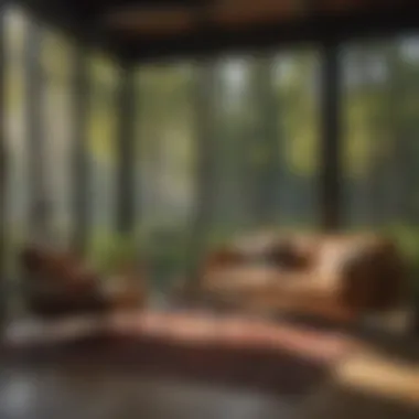 Living Room with a Forest Backdrop A cozy living room with forest views