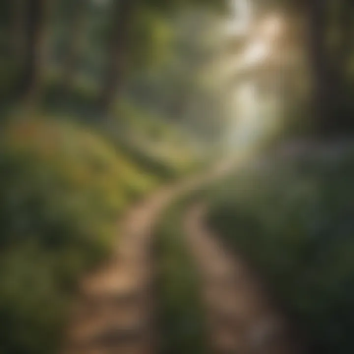 Vibrant Wildflower Path A winding path through lush greenery with vibrant wildflowers blooming