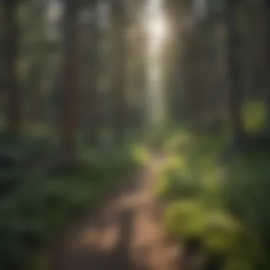 Adventuring Through Wyoming's Forest Trails Hiking trail winding through dense forest in a Wyoming park