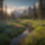 The Vibrant Landscapes of Wyoming Majestic mountain range with vibrant wildflowers in a Wyoming park