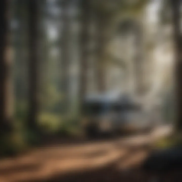 RV parked in scenic mountain campground in North Carolina