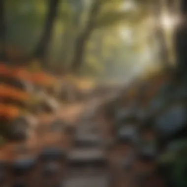 Rocky Paths and Vibrant Foliage Diverse terrain showcasing rocky paths and vibrant foliage