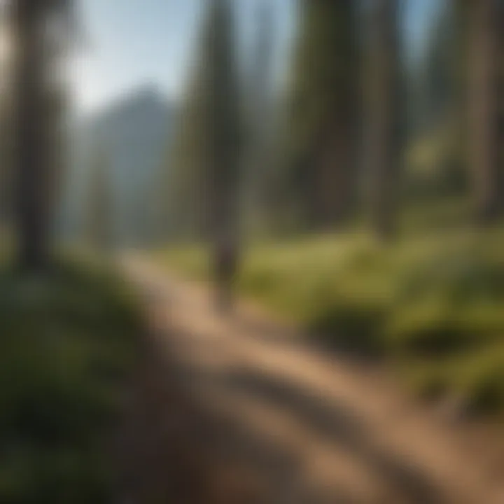 Cyclist with breathtaking views of nature along the trail