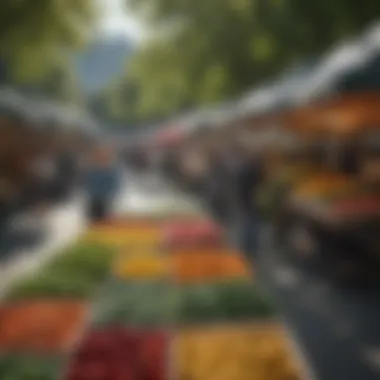 Lively farmer's market in Seattle