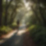 Bicycle rider enjoying the lush greenery of a Florida paved trail