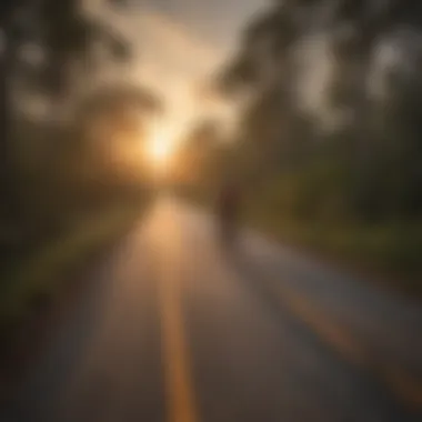 Breathtaking sunset view from a paved bicycle trail in Florida