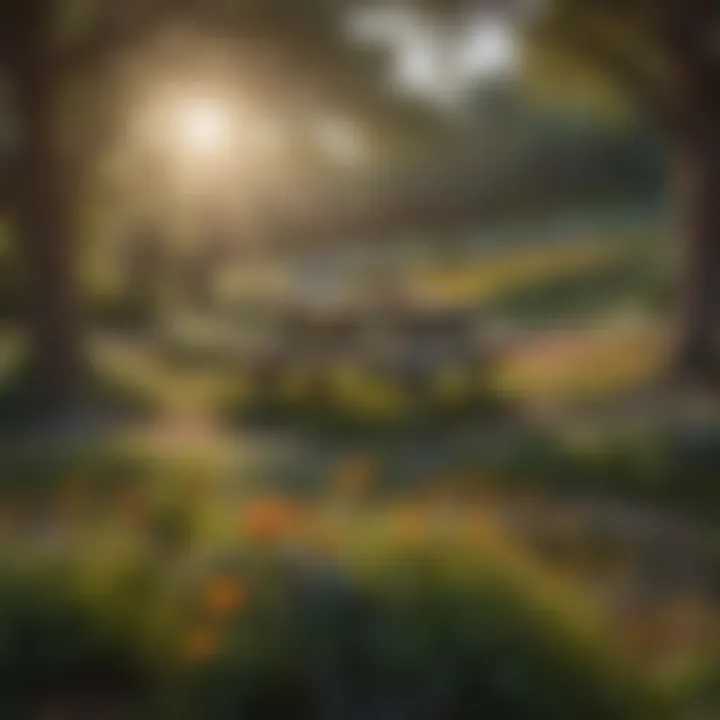 Scenic picnic area surrounded by vibrant wildflowers