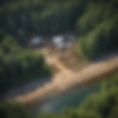 Aerial view of pilot water solutions job site in a lush forest