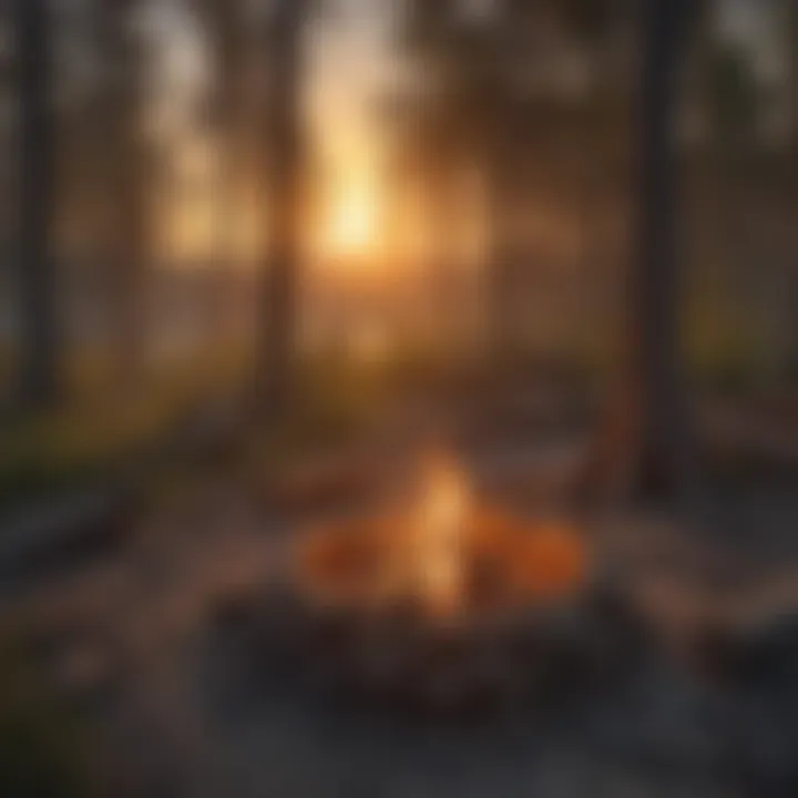 Campfire setup at Pine Island Campground