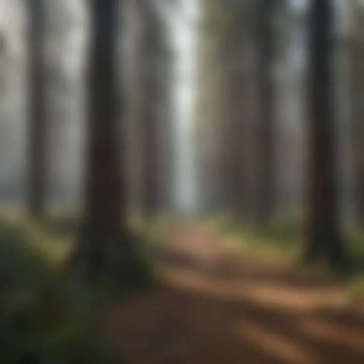 The Forest Habitat of Pine Nuts A serene forest landscape where pine trees thrive, representing the habitat of pine nuts