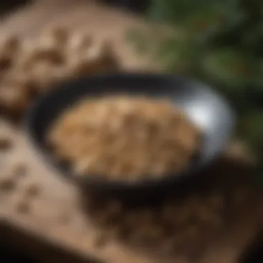 Culinary Delight with Pine Nuts in Shell A vibrant dish featuring pine nuts in shell as a key ingredient, served on a rustic table