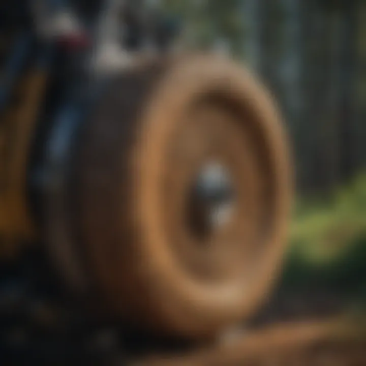 Detailed view of a pine straw round baler showcasing its components