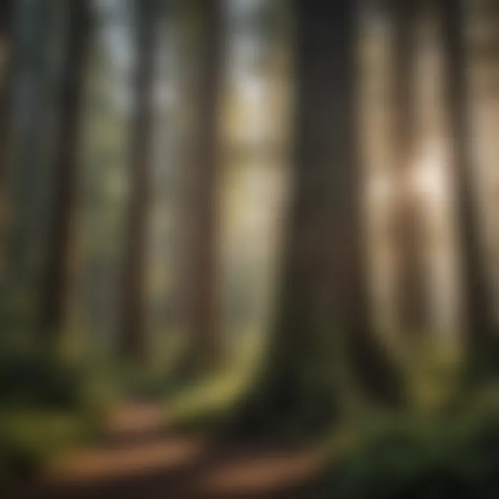 Port Orford Cedar in Natural Habitat A serene landscape showcasing Port Orford cedar trees in their natural habitat