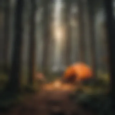 Camping setup with tents amidst tall trees in Rodman Campground