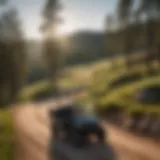 Golf Cart traversing rugged Black Hills terrain