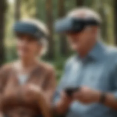 Senior couple engaging in virtual reality experience