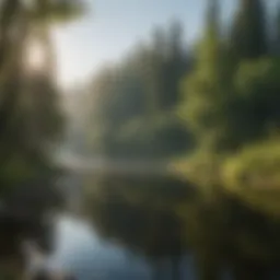 A scenic view of a serene lake surrounded by lush forests in Minnesota.