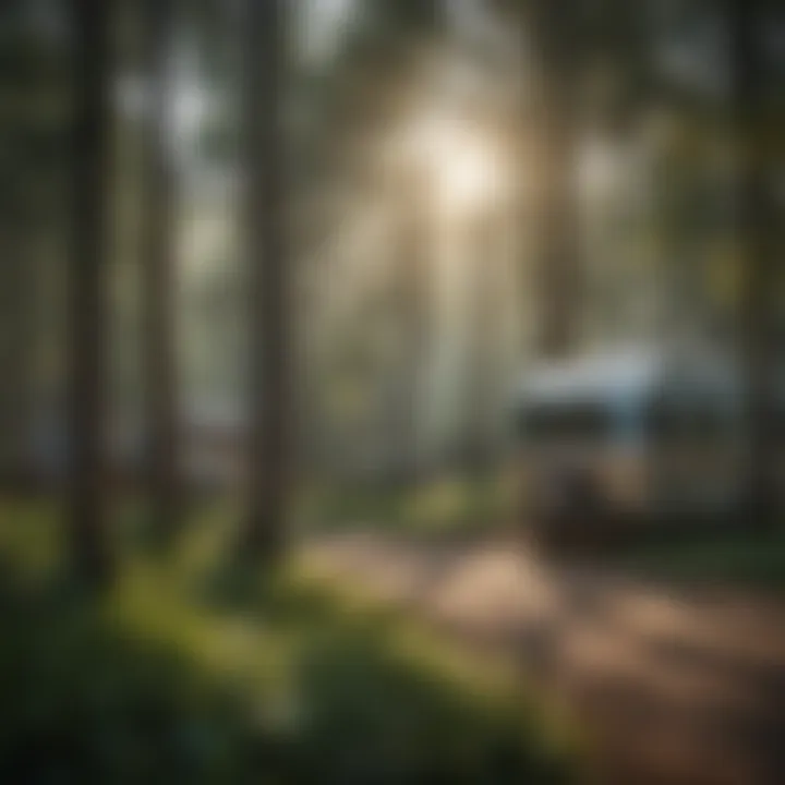 Tranquil setting at an RV park camp host site Lush greenery surrounding RV park camp host site