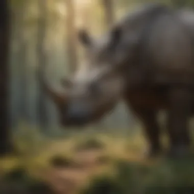 Graceful Rhinoceros in its Element Gentle giant - a rhinoceros in the wild