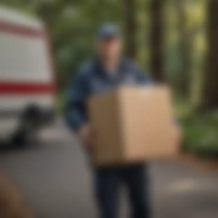 Seasonal Post Office Worker Delivering Packages