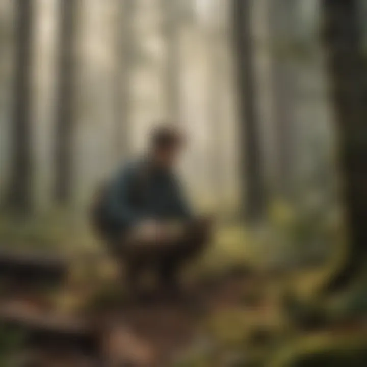 Interns working on conservation research in a forest