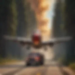 Single engine air tanker in action during a wildfire