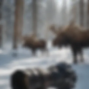 Wildlife Encounters Snow Machine Tourists Observing Majestic Moose