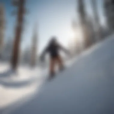 Conquering the Challenges Snowboarder navigating a challenging terrain filled with moguls and obstacles