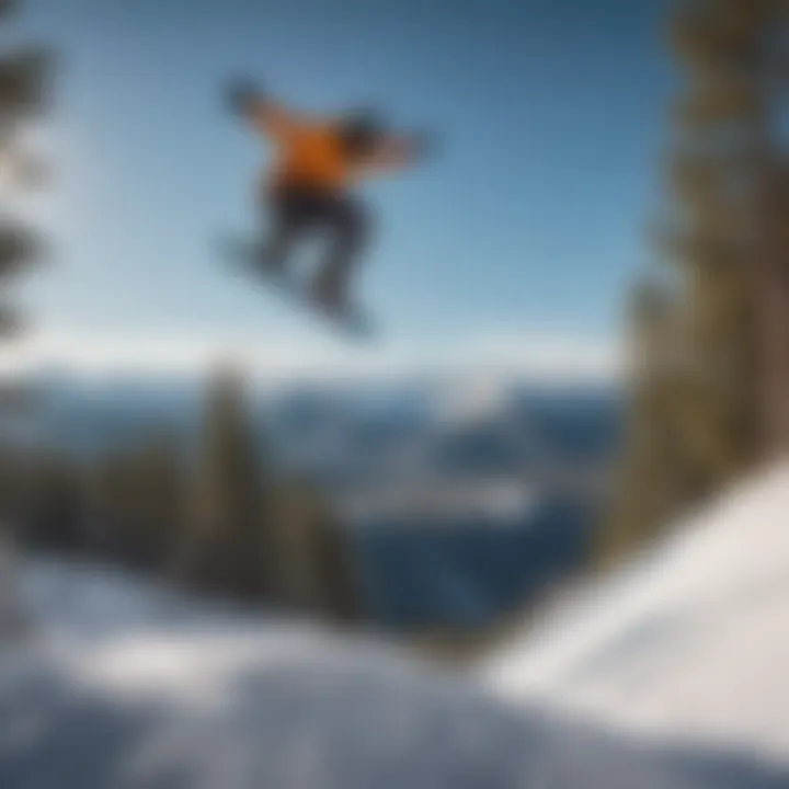 Snowboarder catching air off a natural jump with scenic mountain backdrop