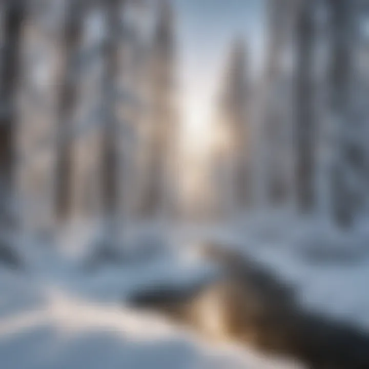 A beautiful winter landscape showcasing snow-laden trees