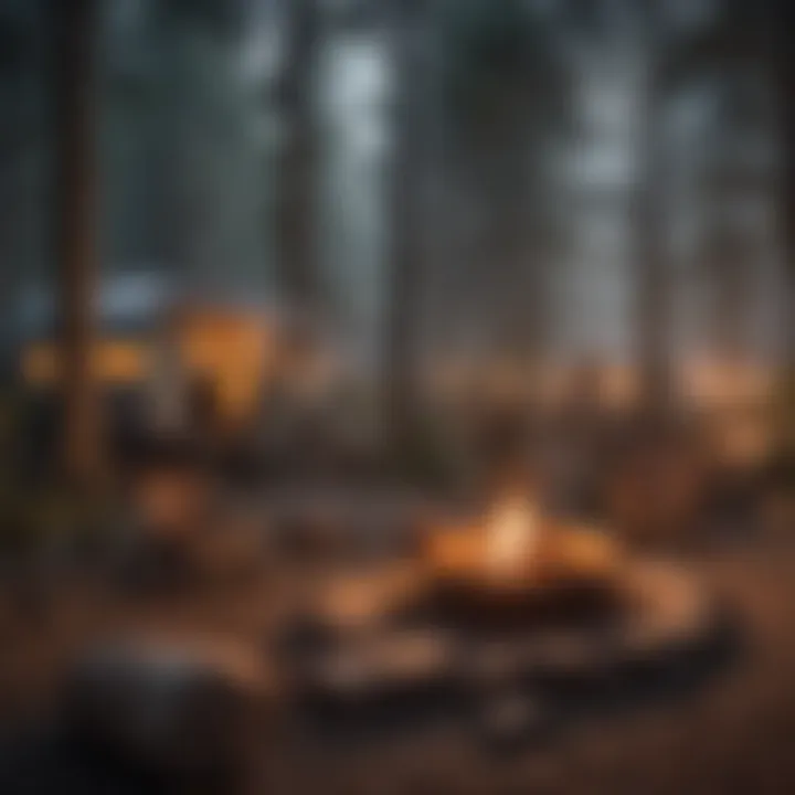 Campsite at Soledad with a cozy setup and fire pit