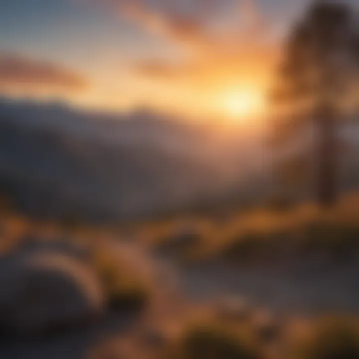 Scenic sunset over the mountains viewed from Soledad Campground