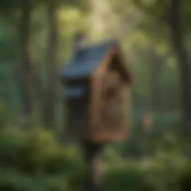 Designing Songbird-Friendly Landscapes Illustration of a landscape design plan integrating songbird-friendly elements like feeders and nesting boxes.