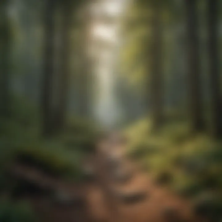 A picturesque hiking trail leading through the forest near Sullivan Lake.