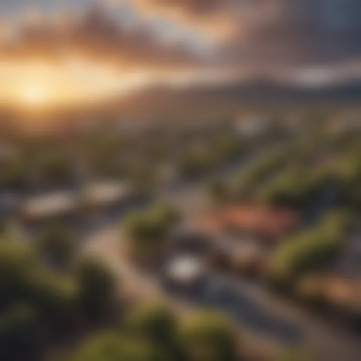 Cityscape of Albuquerque with various job sectors highlighted