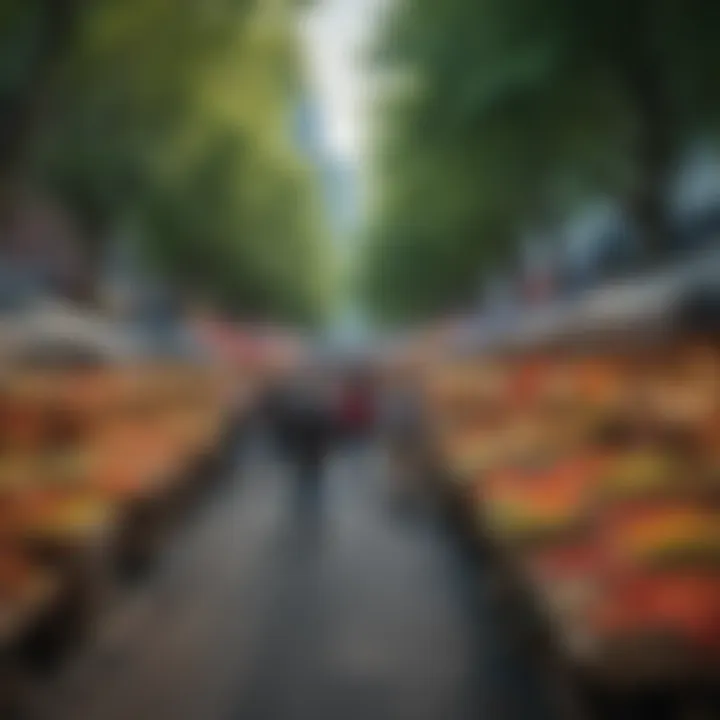 Vibrant street market in Vancouver with colorful stalls and bustling crowd