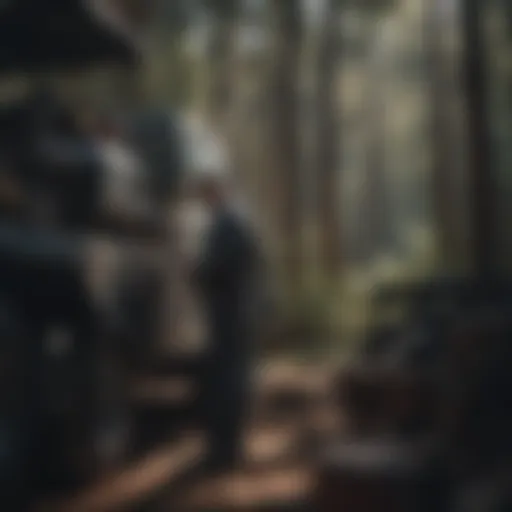 Technician examining advanced machinery
