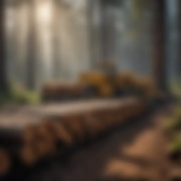 Illustration showcasing technological advancements in lumber production