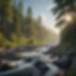 A breathtaking view of the Temperance River flowing through the lush landscape