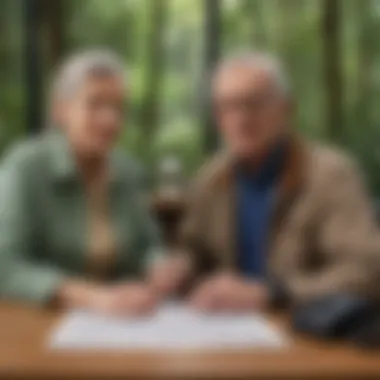 Diversity in Temporary Employment Elderly couple exploring job opportunities in a diverse office