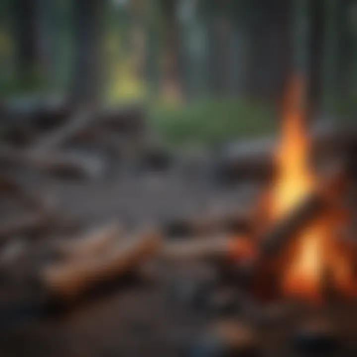 Close-up of a campfire in a tranquil Nevada setting