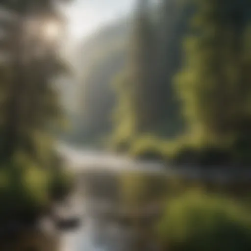 A serene river scene showcasing fly fishing in South Dakota's lush landscape