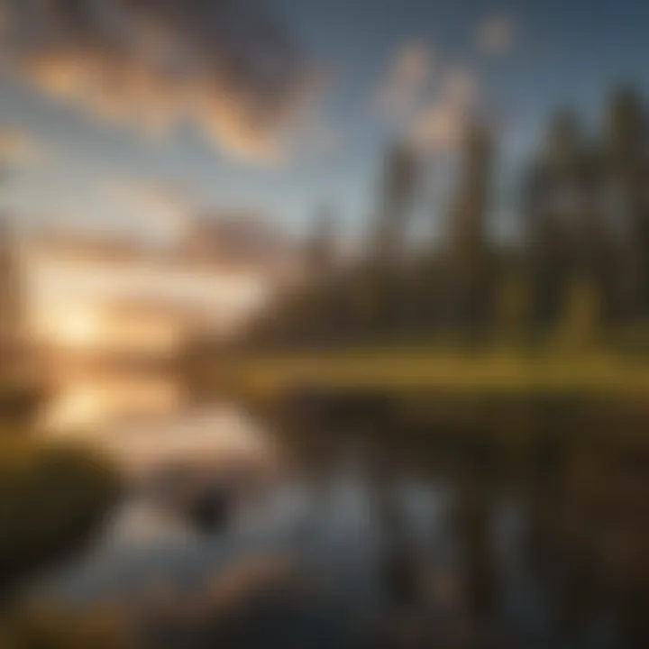 A tranquil evening view of a fishing spot at sunset in South Dakota