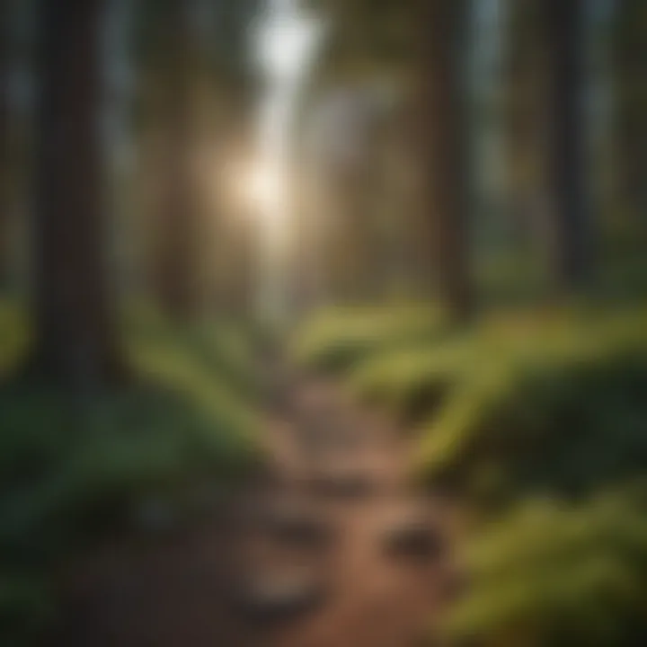 Lush forest trail surrounded by vibrant greenery in Bend