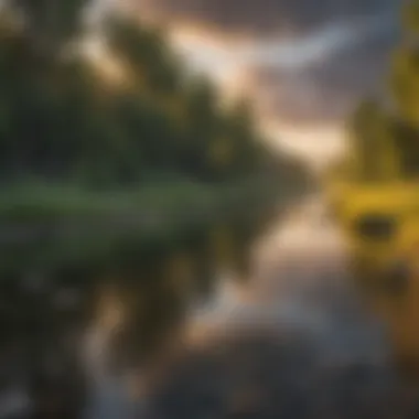 A serene view of the Bighorn River at sunrise, showcasing its tranquil waters