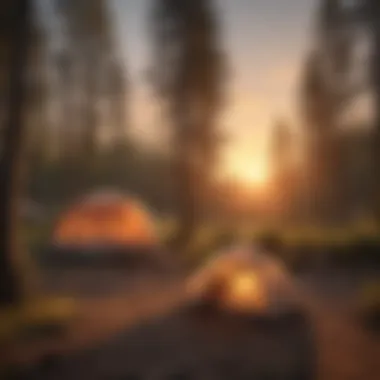 Nature's Canvas: A Campground Sunset Breathtaking sunset view over a serene camping area
